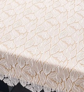 Picture of Lace Tablecloth Unlined Leaf Design White 70" x 120"